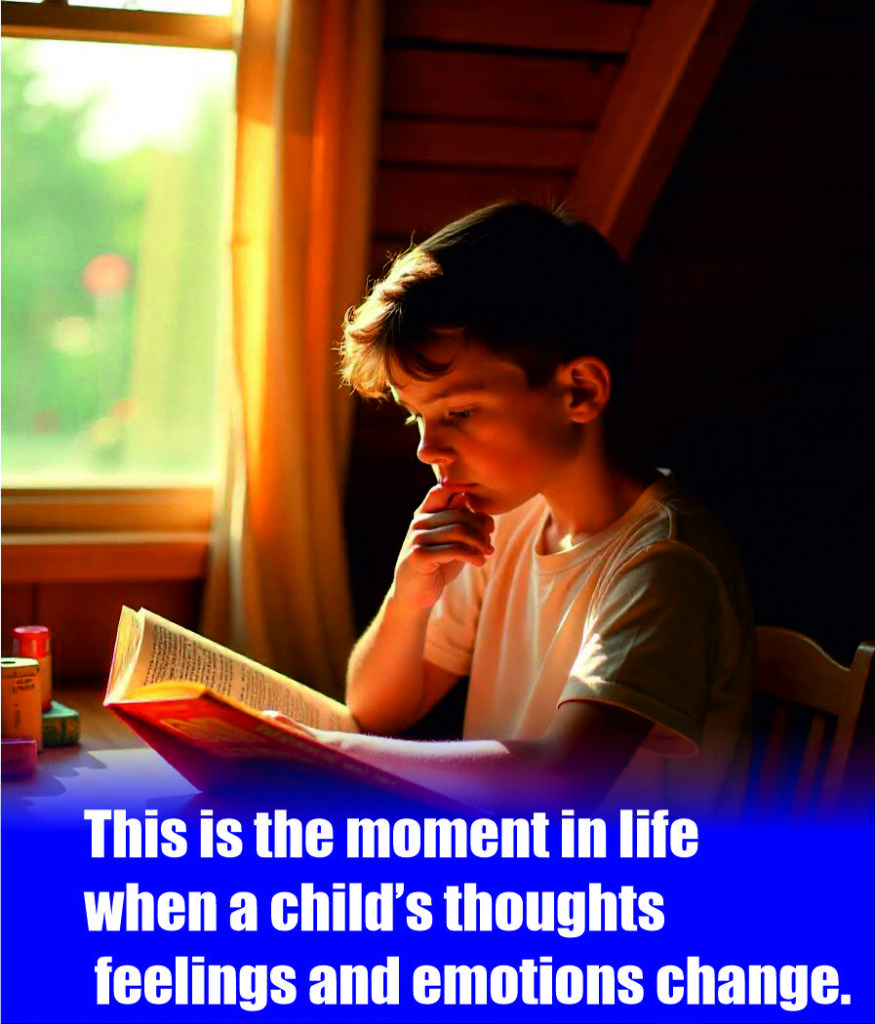 This is the moment in life when a child’s thoughts feelings and emotions change.